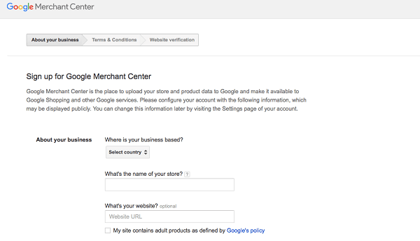 Signup with Google Merchant