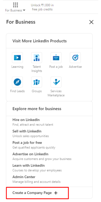 LinkedIn Business profile creation